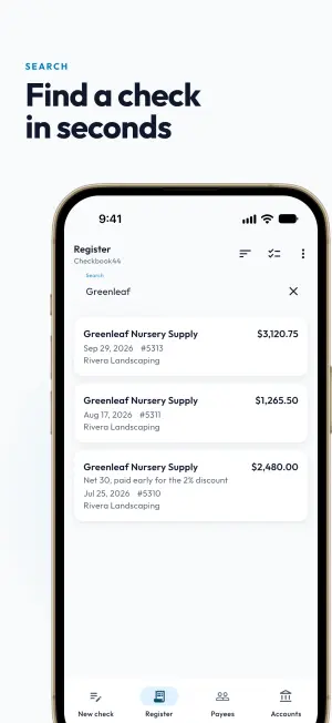Register search for Greenleaf returning three matching checks