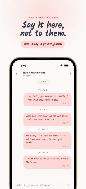Send a fake message screen with fake messages to an ex that stay in the app