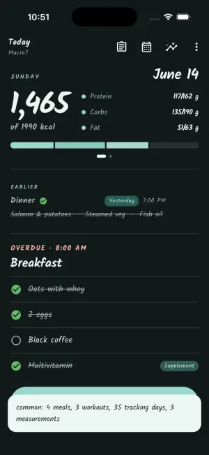 Today screen with an in-app tip highlighting a typical plan