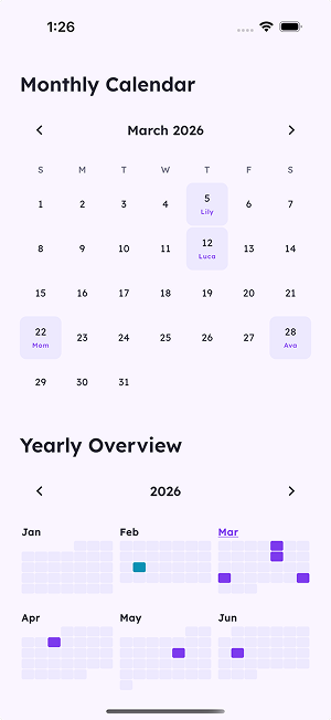Calendar views